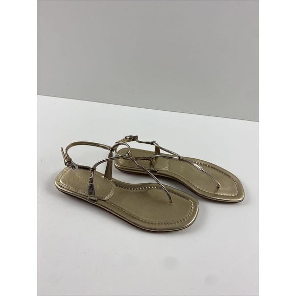 Prada Metallic Leather Flat T Strap Slingback Sandals Women’s Size 35 - Picture 5 of 8